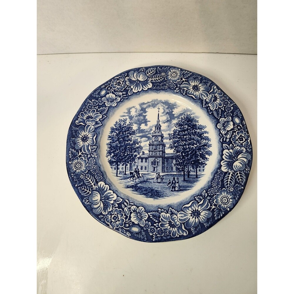 Liberty Blue Independence Hall Decorative Plate Made in England Staffordshire